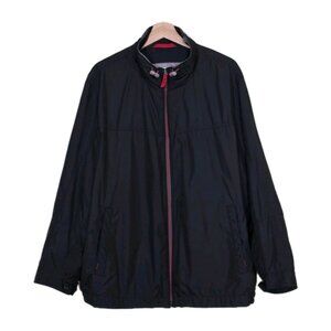 Bugatti Windbreaker Jacket Men 52R Black Lined Pockes Zip Preppy Outdoors Casual
